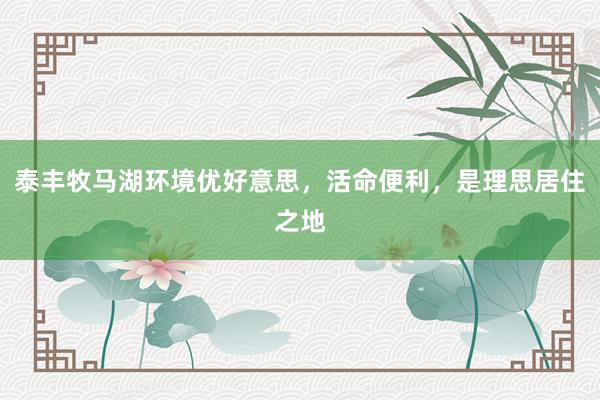 泰丰牧马湖环境优好意思，活命便利，是理思居住之地